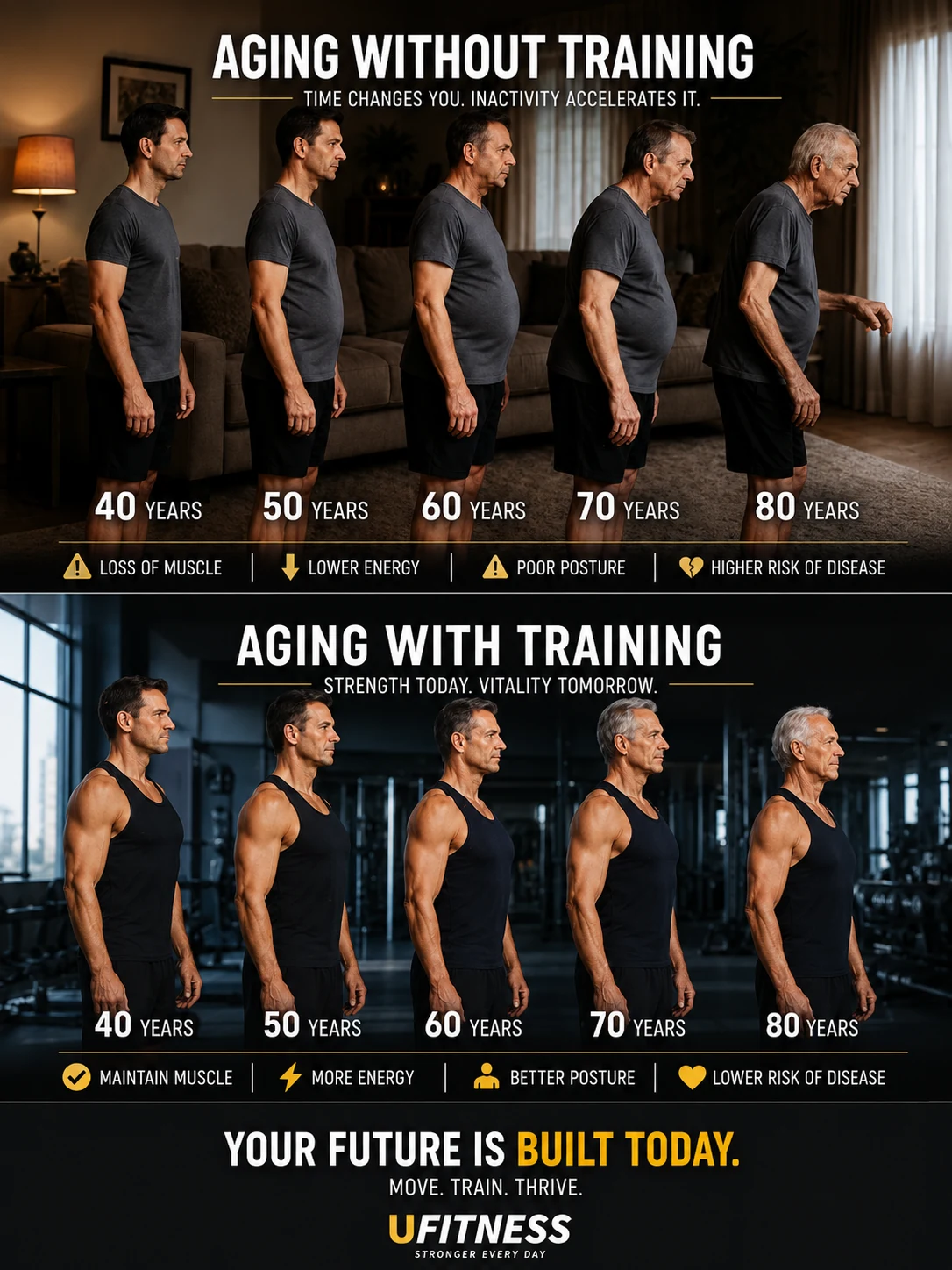 UFitness Singapore ageing with training and frailty awareness illustration