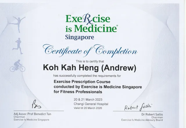 Exercise is Medicine Singapore Exercise Prescription Course certificate